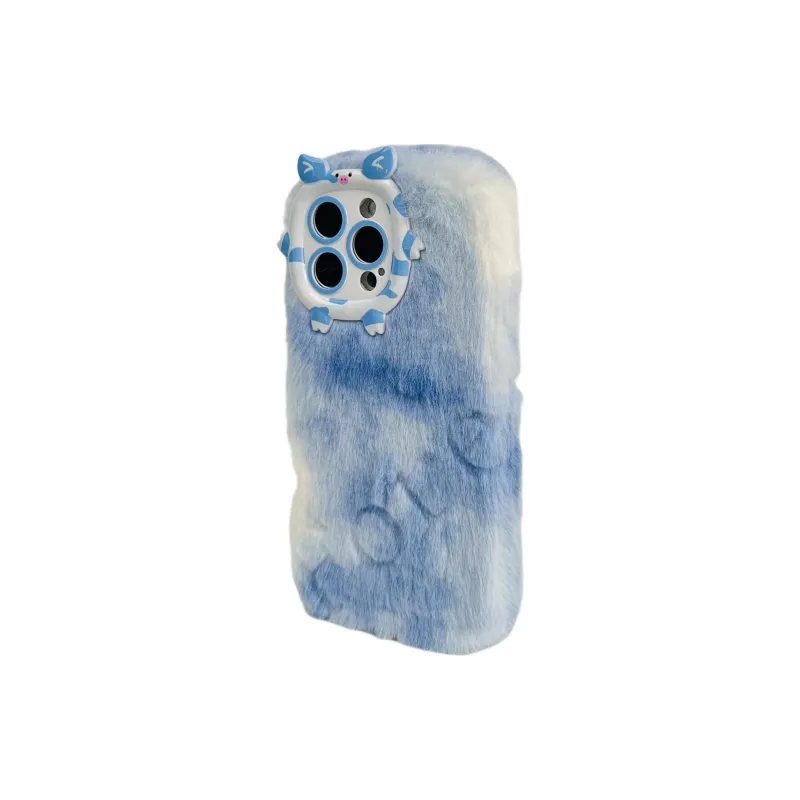 Wei Xin Plush Material Plush Gradient Quad Colors Phone Cases Compatible With IPhone 16/15 Pro Max/Apple 13/14 Pro/Max-13