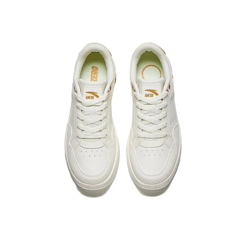 Anta Broken Bamboo Anti Slip Wear Resistant Low Top Skateboard Shoes Women's White-2