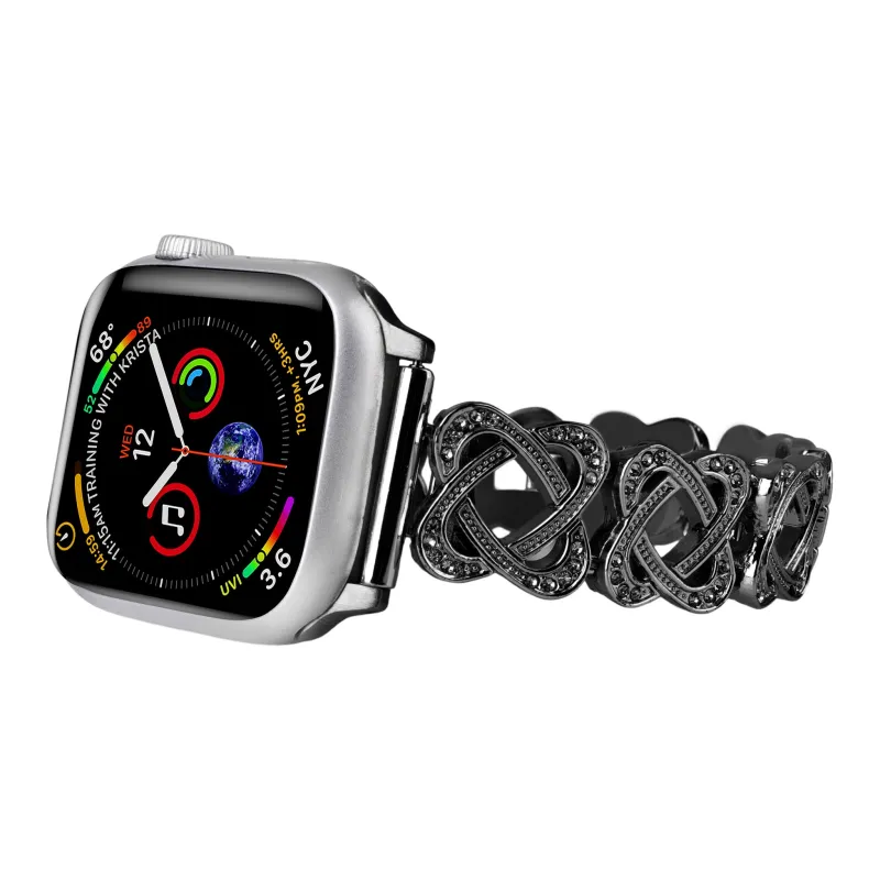 AOMN B 371 Double Ring Rhinestone Embellished Strap Compatible Apple Watch Apple Watch 6/7/8 SE-0