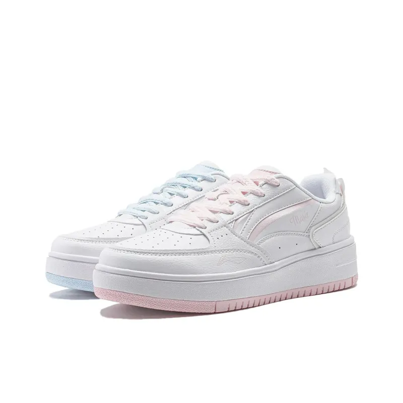 LiNing LiNing X Disney Slip Resistant Cushioning Low Top Skateboard Shoes Women's Blue Pink Mismatched-0