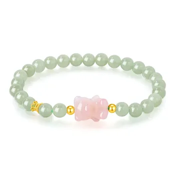 Lao Feng Xiang Hetian Jade Bracelets Green Jade Women's
