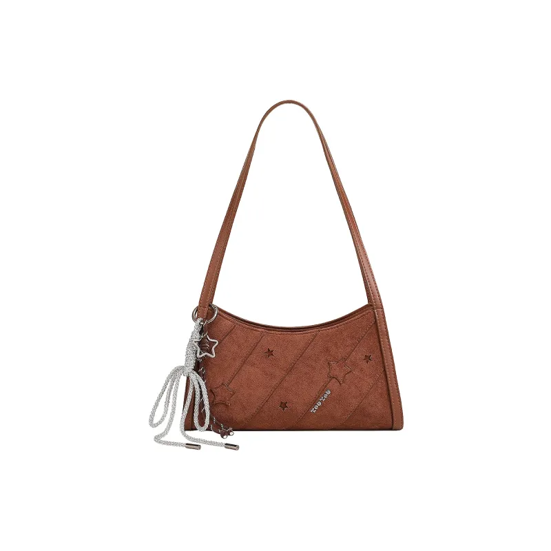 TOUTOU Synthetic Leather Shoulder Bag Medium Size Women's Stars Brown Sand-0