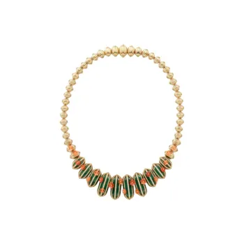 CARTIER 18K Gold Aventurine Aventurine Quartz Diamond Emerald Red Chalcedony Necklaces Unisex Green/Yellow