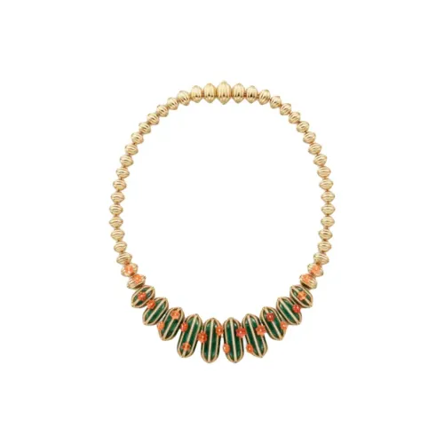 CARTIER 18K Gold Aventurine Aventurine Quartz Diamond Emerald Red Chalcedony Necklaces Unisex Green/Yellow