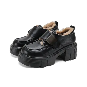 SAFIYA Loafers Women's Black Fleece Lined Brown Fleece Lined