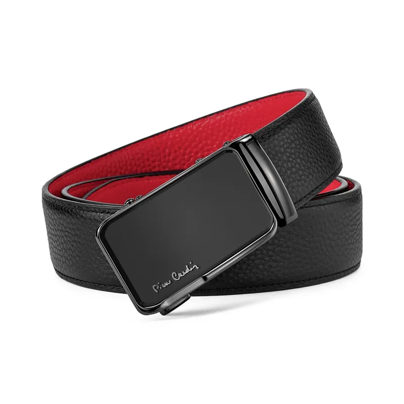 PIERRE CARDIN Double Sided Top Grain Cow Leather Belts Men's Black 3.6CM-9