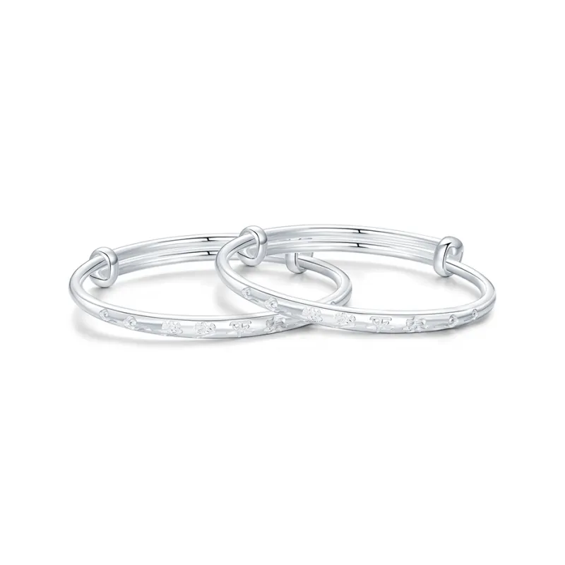 JINLIUFUJIXIANG 999 Fine Silver Bangles Kids'-0