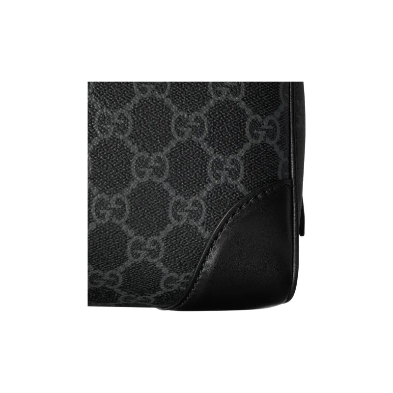 GUCCI GG Emblem Fabric Makeup Bag Medium Size Men's Black-6
