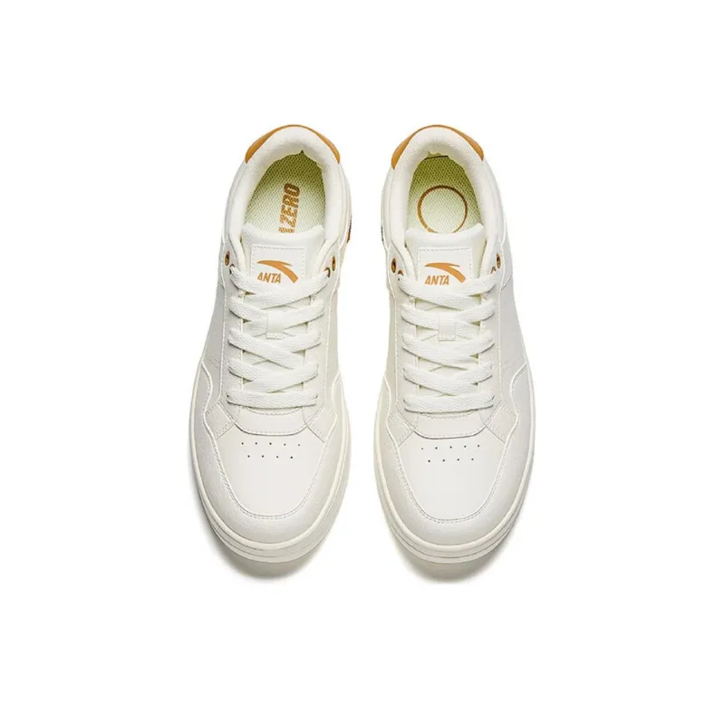 Anta Broken Bamboo Slip Resistant Height Increasing Lightweight Low Top Skateboard Shoes Men's White Yellow-2