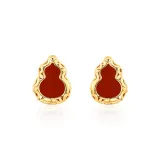 S925 Silver Red Agate Gourd Stud Earrings