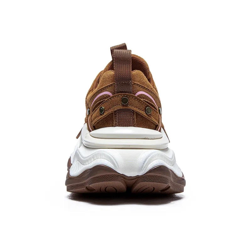 MQ Slip Resistant And Abrasion Resistant Coverage Low Top Chunky Sneakers Women's Vintage Beige-8
