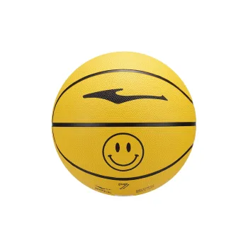 Erke Smiley Face Collection Rubber Basketball Black Yellow Size 7.5 Training Competition Unisex