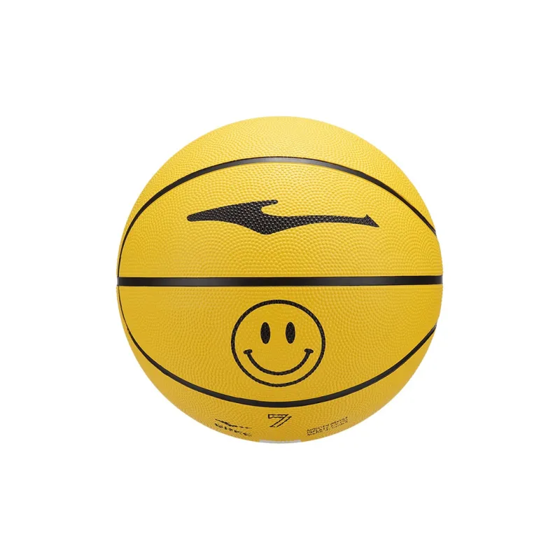 Erke Smiley Face Collection Rubber Basketball Black Yellow Size 7.5 Training Competition Unisex-0