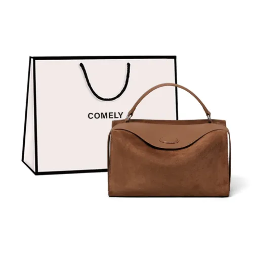 COMELY Synthetic Leather Patchwork With Cow Leather Boston Handbag Regular Women's Milk Tea Brown