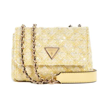 GUESS Fabric Artificial Leather Envelope Bag Shoulder Bags Women's Yellow