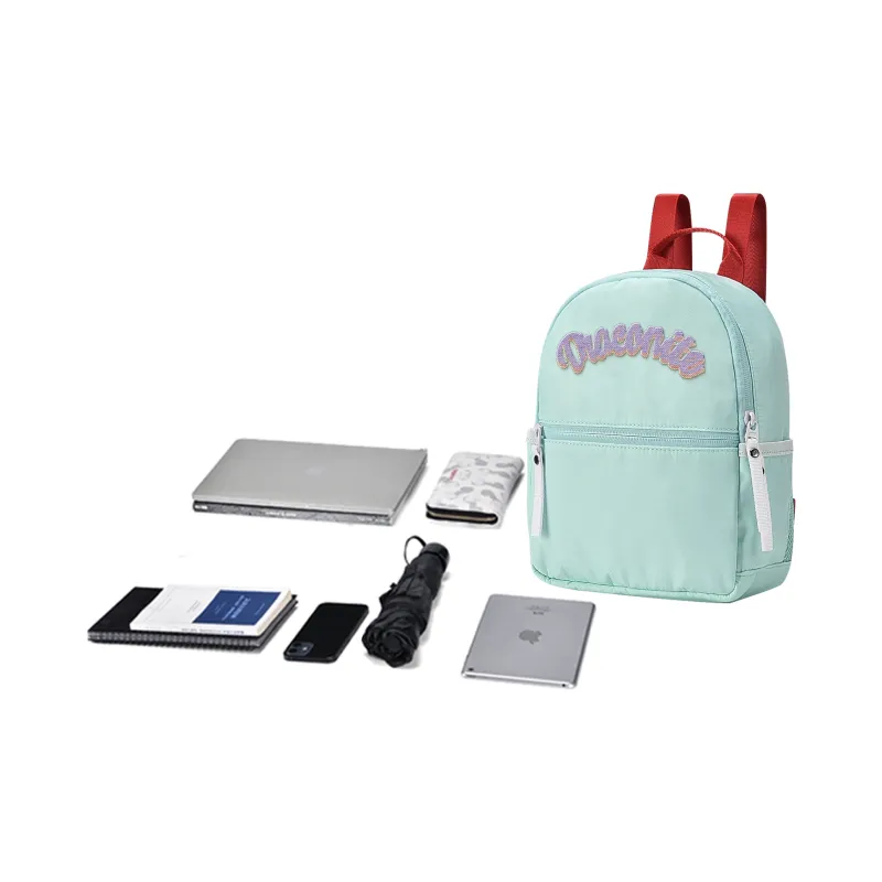 DRACONITE Polyester Student Backpack Mini Unisex White/Mint Green-4