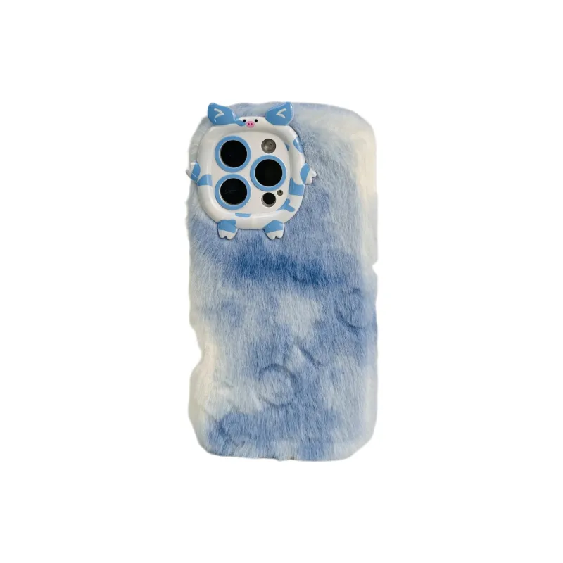 Wei Xin Plush Material Plush Gradient Quad Colors Phone Cases Compatible With IPhone 16/15 Pro Max/Apple 13/14 Pro/Max-11