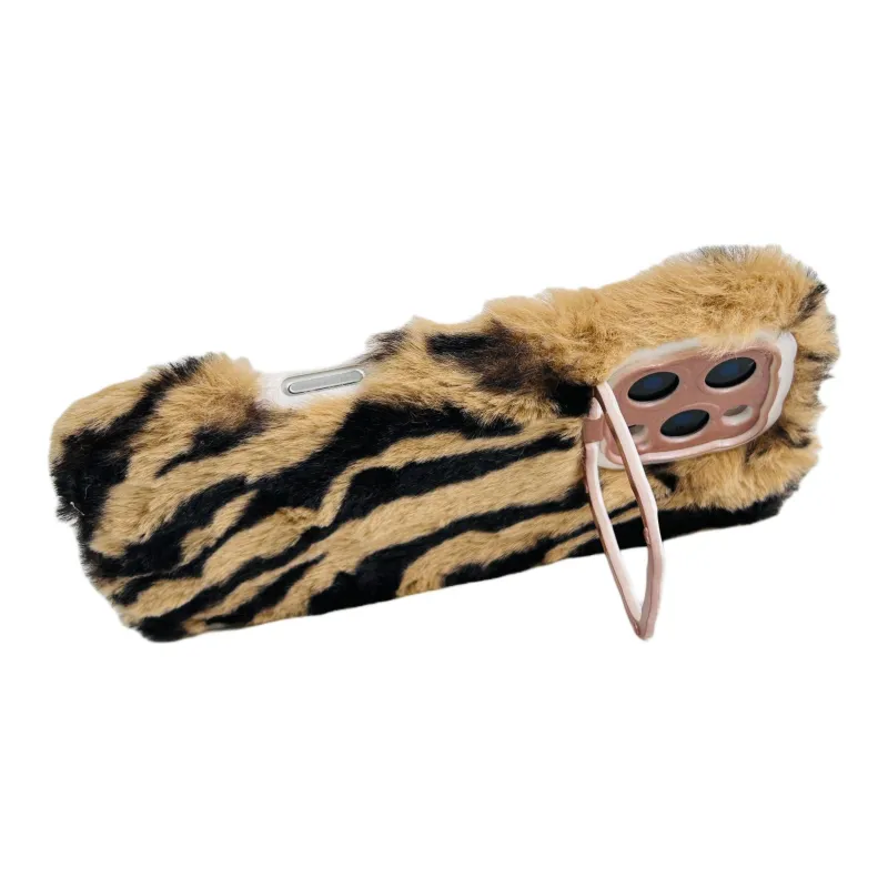 Wei Xin Plush Material Plush Zebra Print Phone Cases Compatible With IPhone 16/15 Pro Max/Apple 13/14 Pro/Max-3