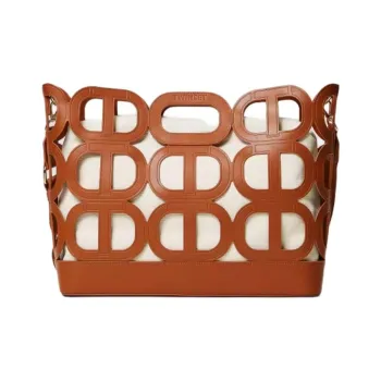 TWINSET MILANO Polyurethane Tote Bag Shopping Bag Shoulder Bags Women's Brown