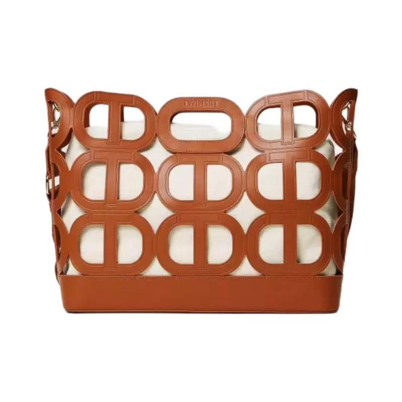 TWINSET MILANO Polyurethane Tote Bag Shopping Bag Shoulder Bags Women's Brown-0