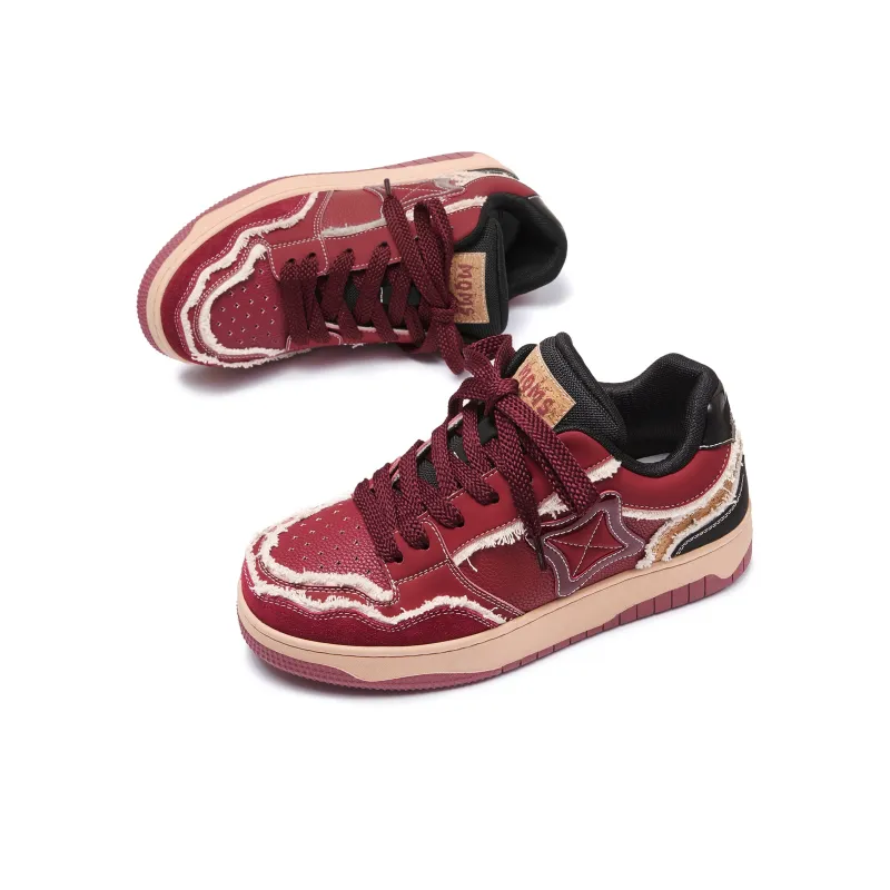 MQMS Anti Slip And Wear Resistant Height Increasing Low Top Skateboard Shoes Unisex Burgundy-3
