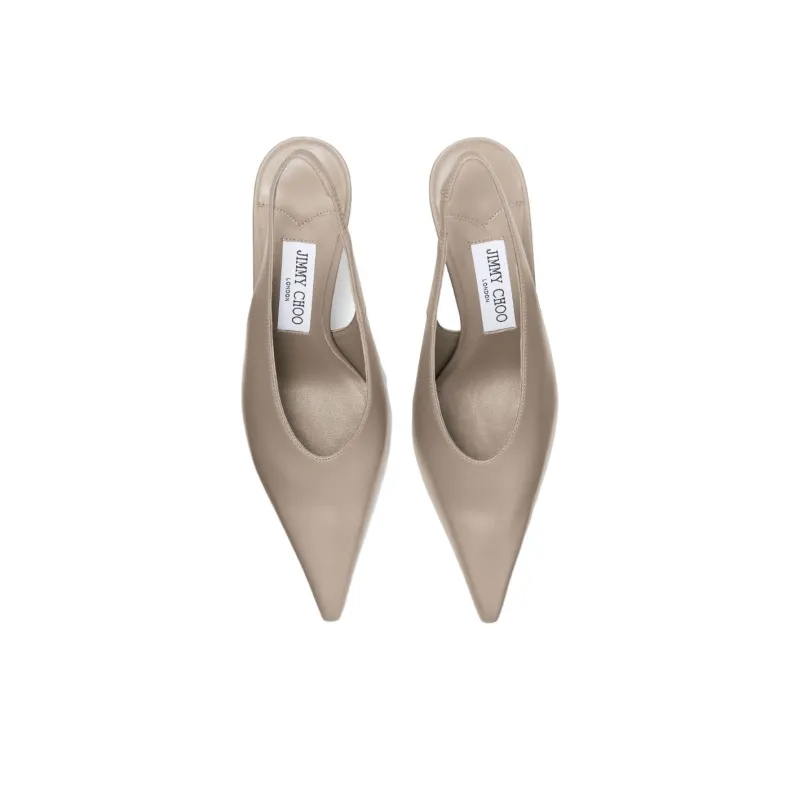Jimmy Choo Isa Slim Heel High Heels 9.5cm Women's Taupe-4