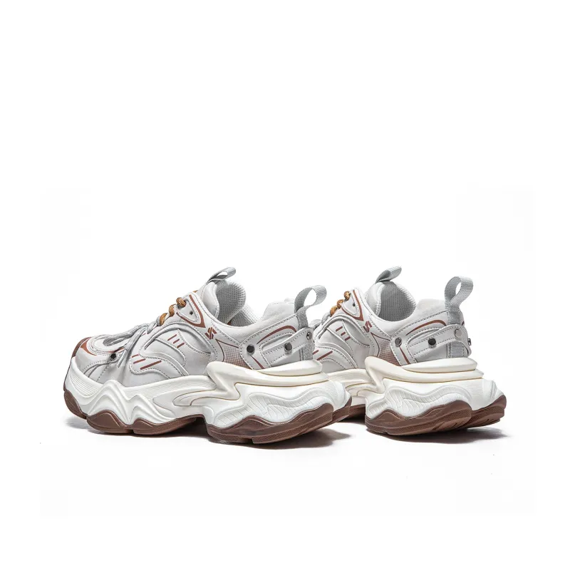 MQ Slip Resistant And Abrasion Resistant Coverage Low Top Chunky Sneakers Women's Vintage Beige-3