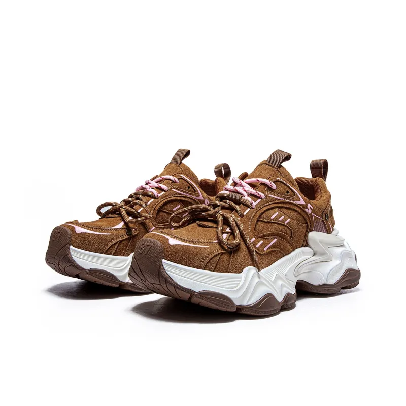 MQ Slip Resistant And Abrasion Resistant Coverage Low Top Chunky Sneakers Women's Vintage Beige-9