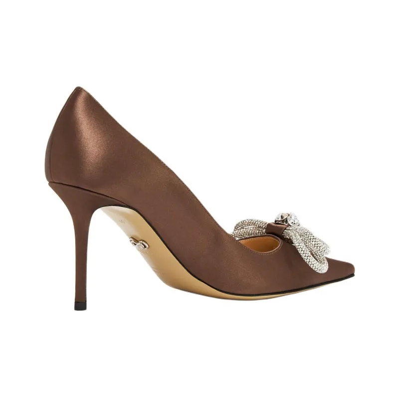 MACH & MACH Double Bow Slim Heel High Heels 8.5cm Women's Brown-2