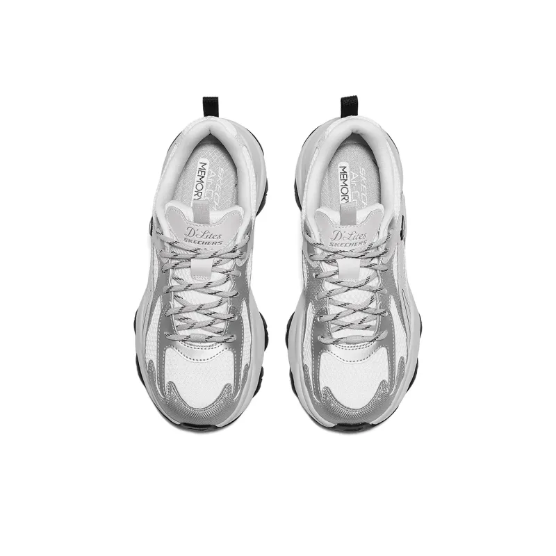 Skechers D'LITES 5.0 Cushioning, Wear Resistant Low Top Chunky Sneakers Women's Silver-2