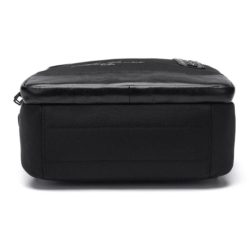 ELLE HOMME Fabric With Cow Leather Backpack Regular Men's Black-5