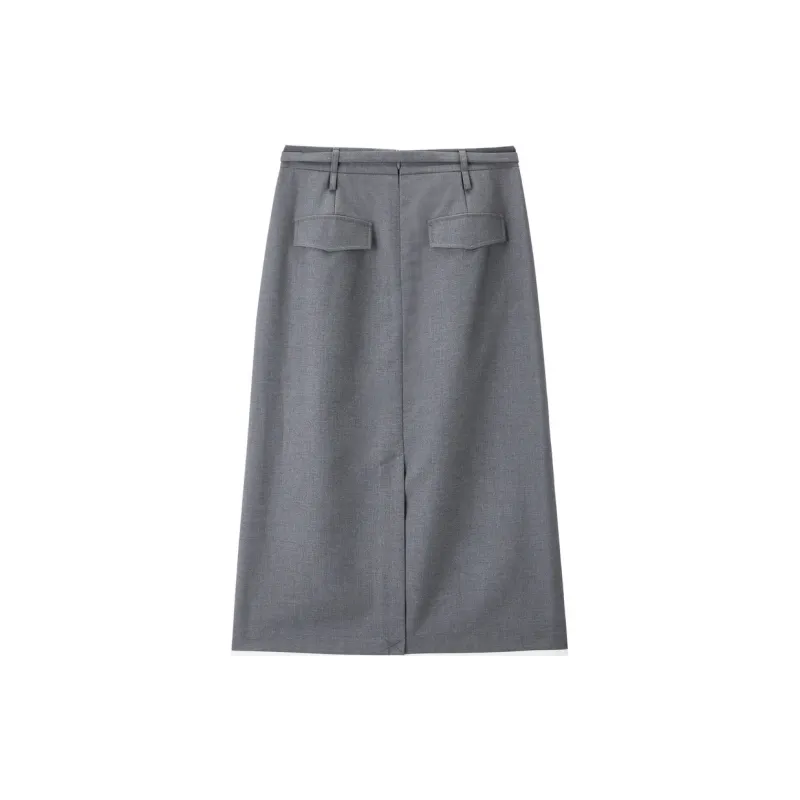 LEDIN Casual Long Skirt Women's Lunar Rock Gray-1