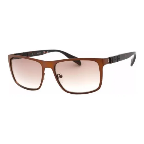 GUESS Polycarbonate Metal Rectangular Sunglasses Men's Brown