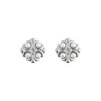Bi disc Natural Freshwater Pearls Stud Earrings Unisex
