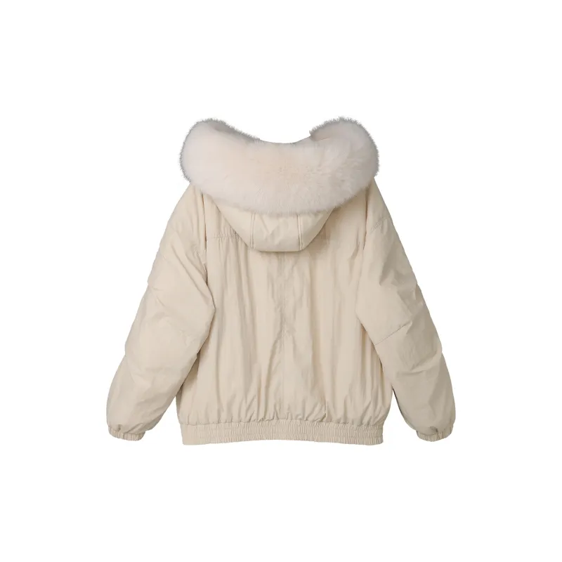 Fstudio Fall And Winter Korean Petite Cropped 90 Fill Power White Duck Down Coat Women's Khaki-1