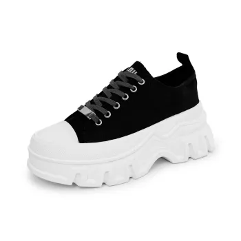 SLNU 3 Anti Slip And Wear Resistant Height Increasing Low Top Canvas Shoes Unisex Black White