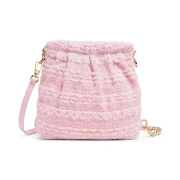 CHARLES&KEITH PU Hobo Bag Double Shoulder Crossbody Underarm Shoulder Bag Small Size Women's Silver/Pink