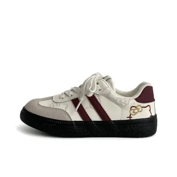 Than Than Me Slip Resistant Low Top Skateboard Shoes Women's Beige Burgundy