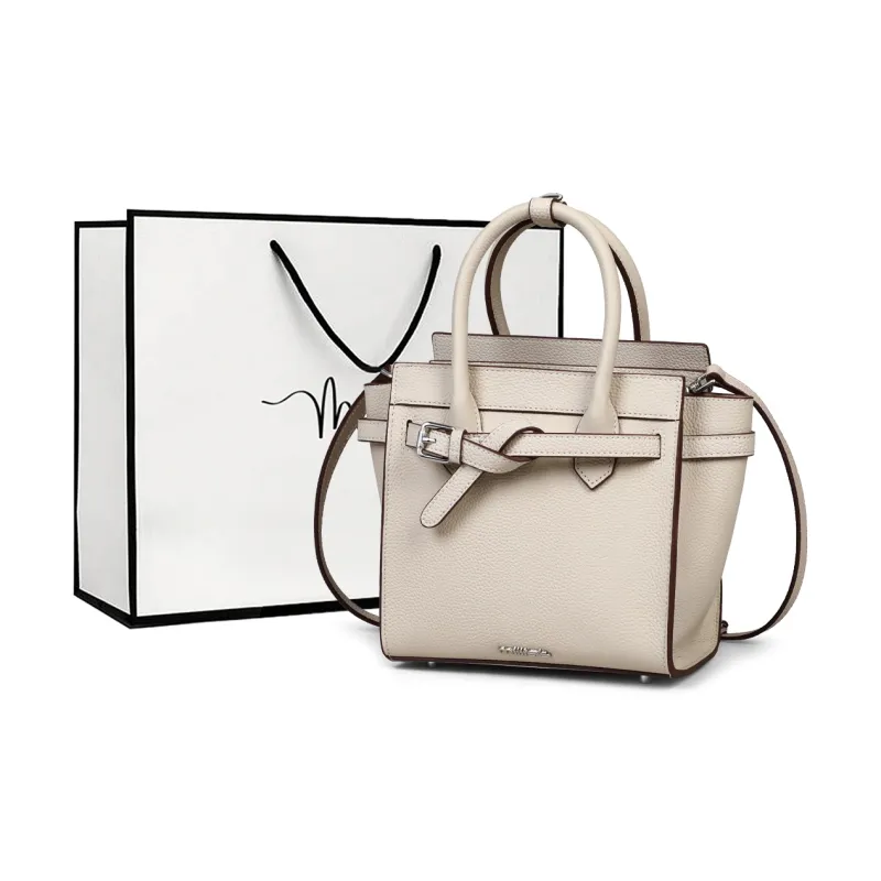 MILLIE'S Cow Leather With Synthetic Leather Handbag Regular Women's Ecru-0