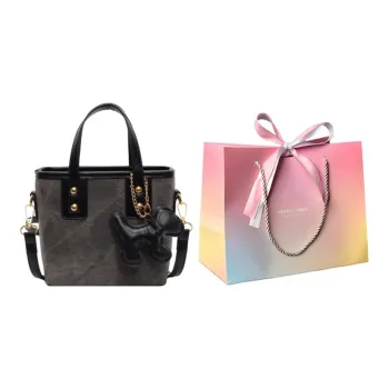 Yalu PU Bucket Bags One Shoulder Handbags Women's Black/Ecru/Blue/Coffee