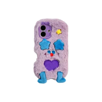 Wei Xin Plush Material Plush Cartoon Expression Phone Cases Compatible With IPhone 16/15 Pro Max/Apple 13/14 Pro/Max