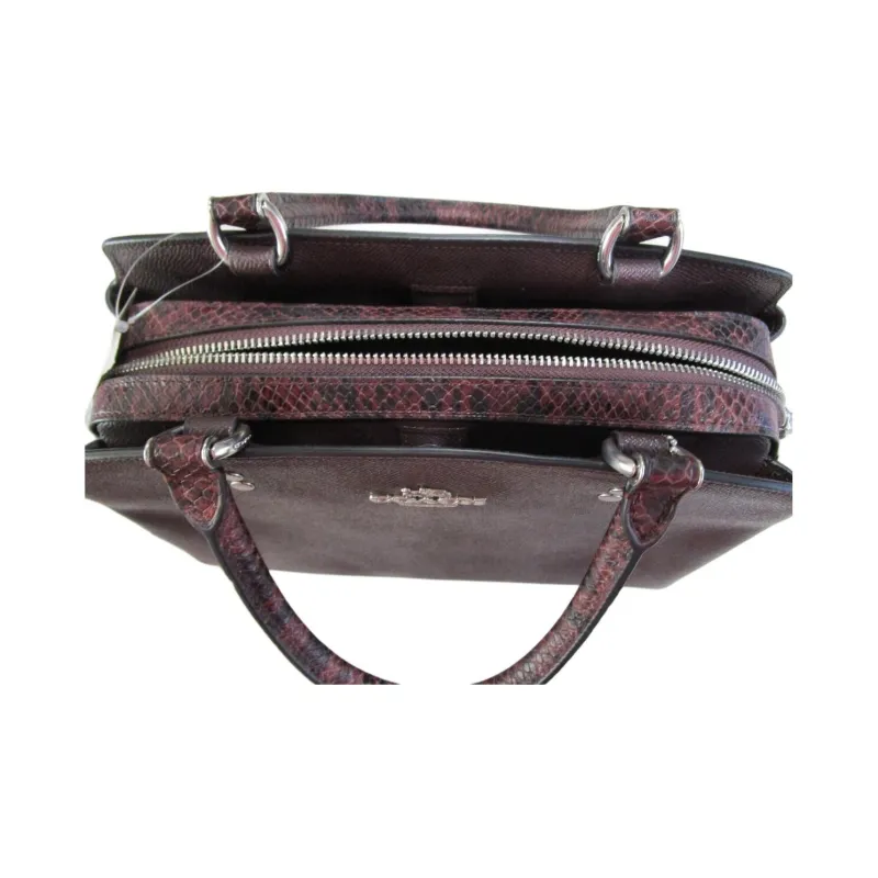 COACH Lillie Monogram Canvas With Leather Crossbody One Shoulder Handbags Large Size Women's Dark Brown-4