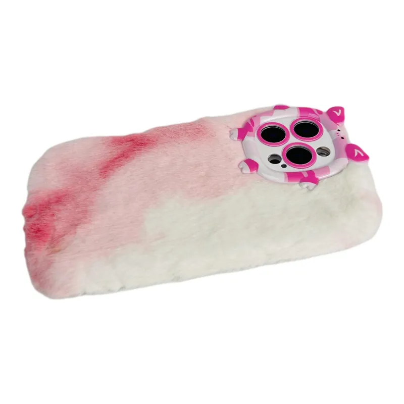 Wei Xin Plush Material Plush Gradient Quad Colors Phone Cases Compatible With IPhone 16/15 Pro Max/Apple 13/14 Pro/Max-6