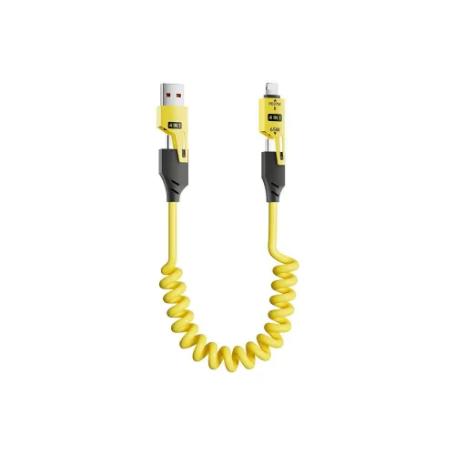 XUANJIE 1.5m All in One 4 in 1 Spring Retractable 65W Compatibility Apple Huawei Android Phones Cables