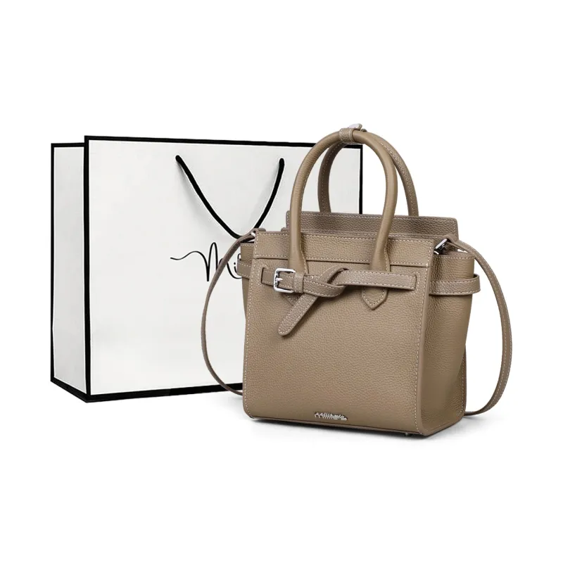 MILLIE'S Cow Leather With Synthetic Leather Handbag Regular Women's Ecru-7