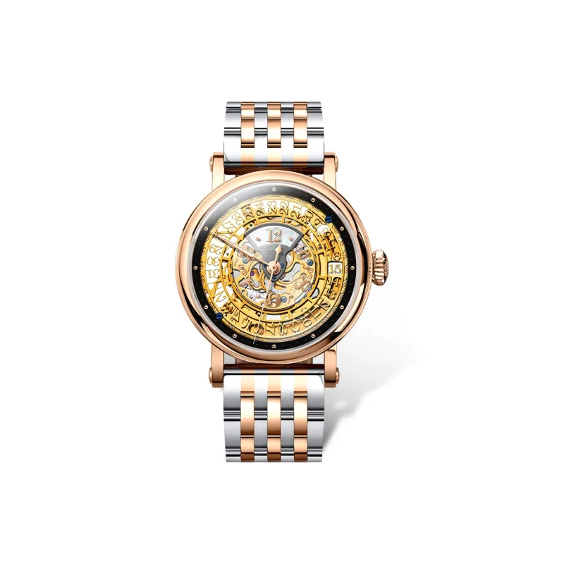 BORMAN Automatic Mechanical Movement Stainless Steel Watchband Watch Men's Watches Gold Dial-6