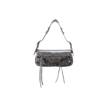 Balenciaga Le Cagole Lambskin Shoulder Bag Women's Silver