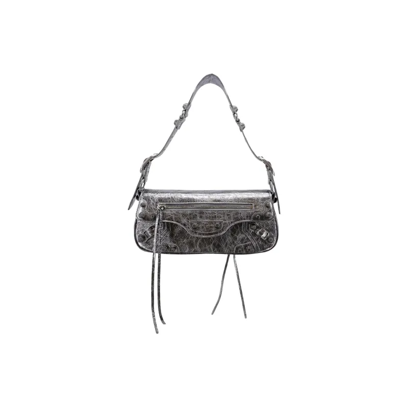 Balenciaga Le Cagole Lambskin Shoulder Bag Women's Silver-0
