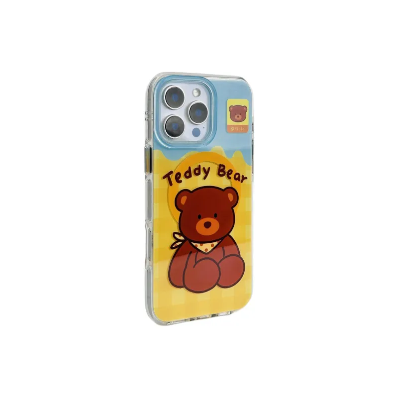 Wei Xin Acrylic Material Brown Bear Magnetic Stand Phone Cases Compatible With IPhone 16/15 Pro Max/Apple 13/14 Pro/Max-6