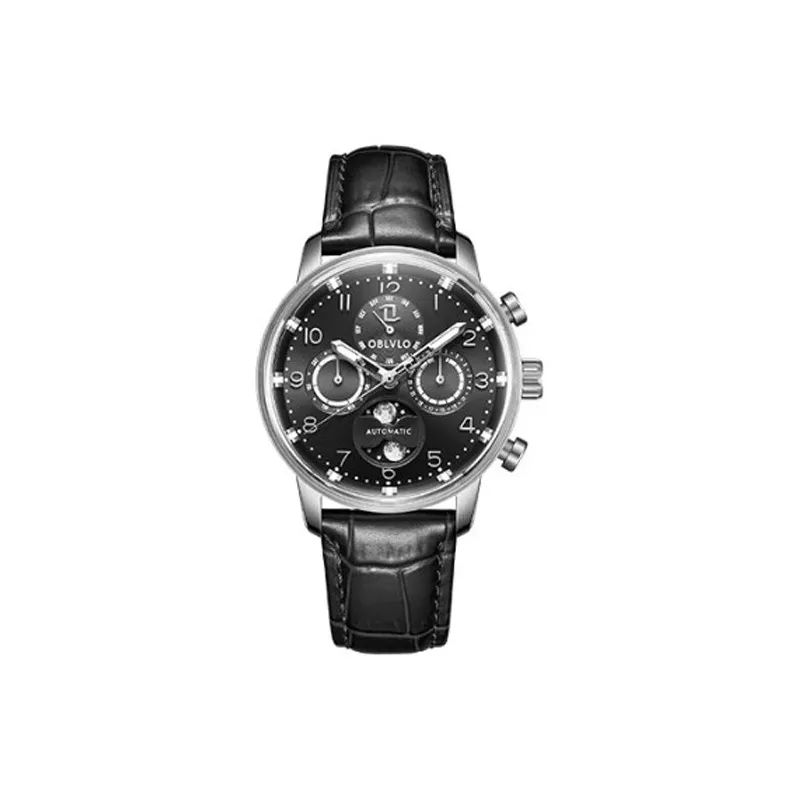 OBLVLO High End Business Casual Mechanical Movement Watch Men's Watches Black Dial-8